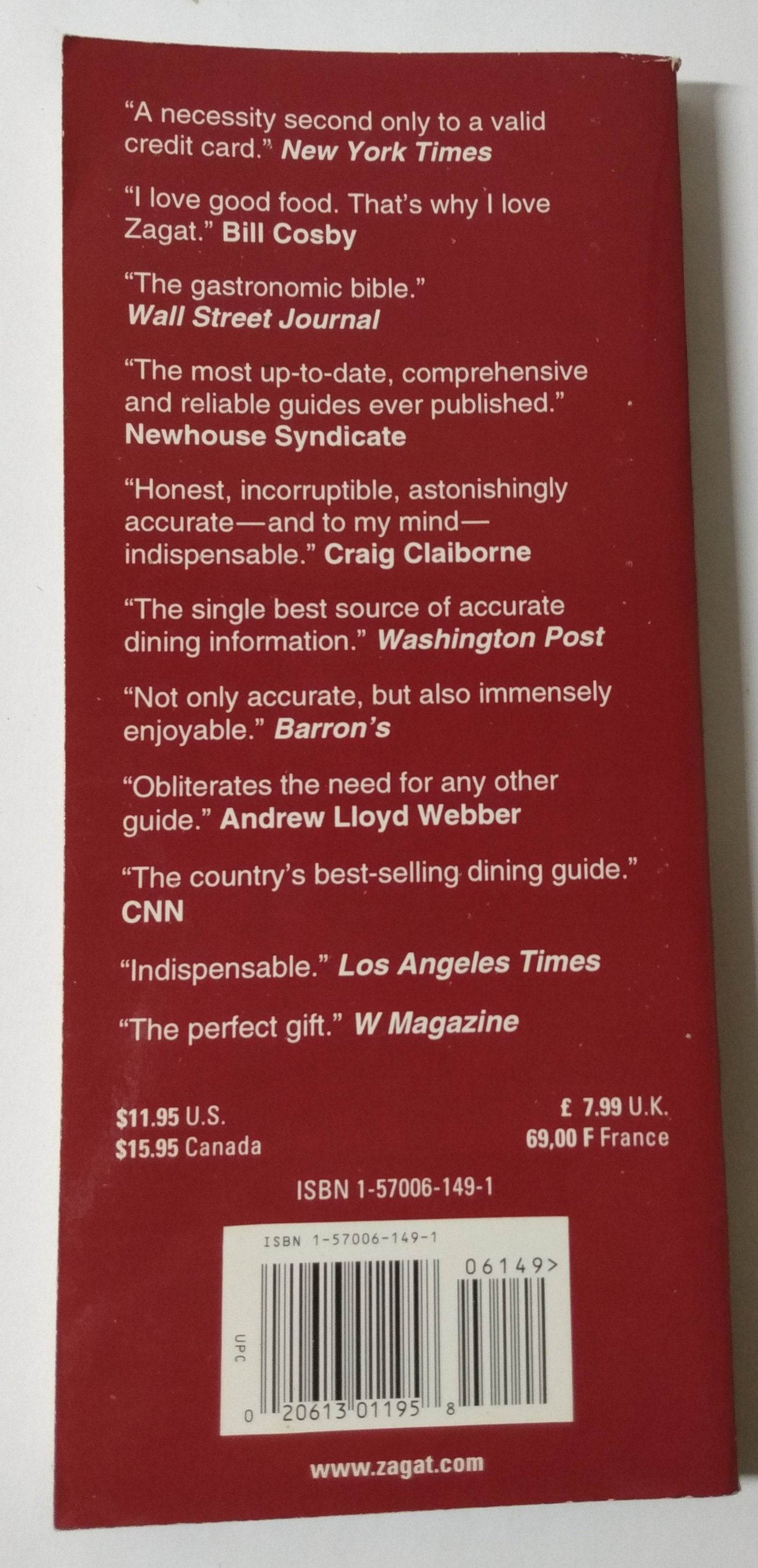 Zagat Survey New York City Restaurants 1999 - TulipStuff
