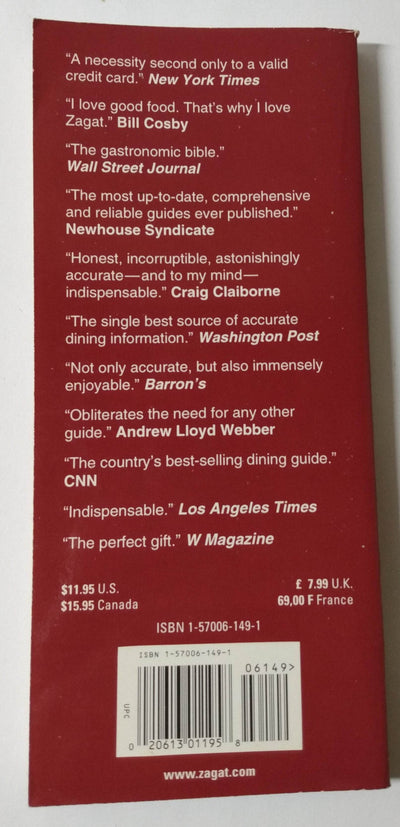 Zagat Survey New York City Restaurants 1999 - TulipStuff
