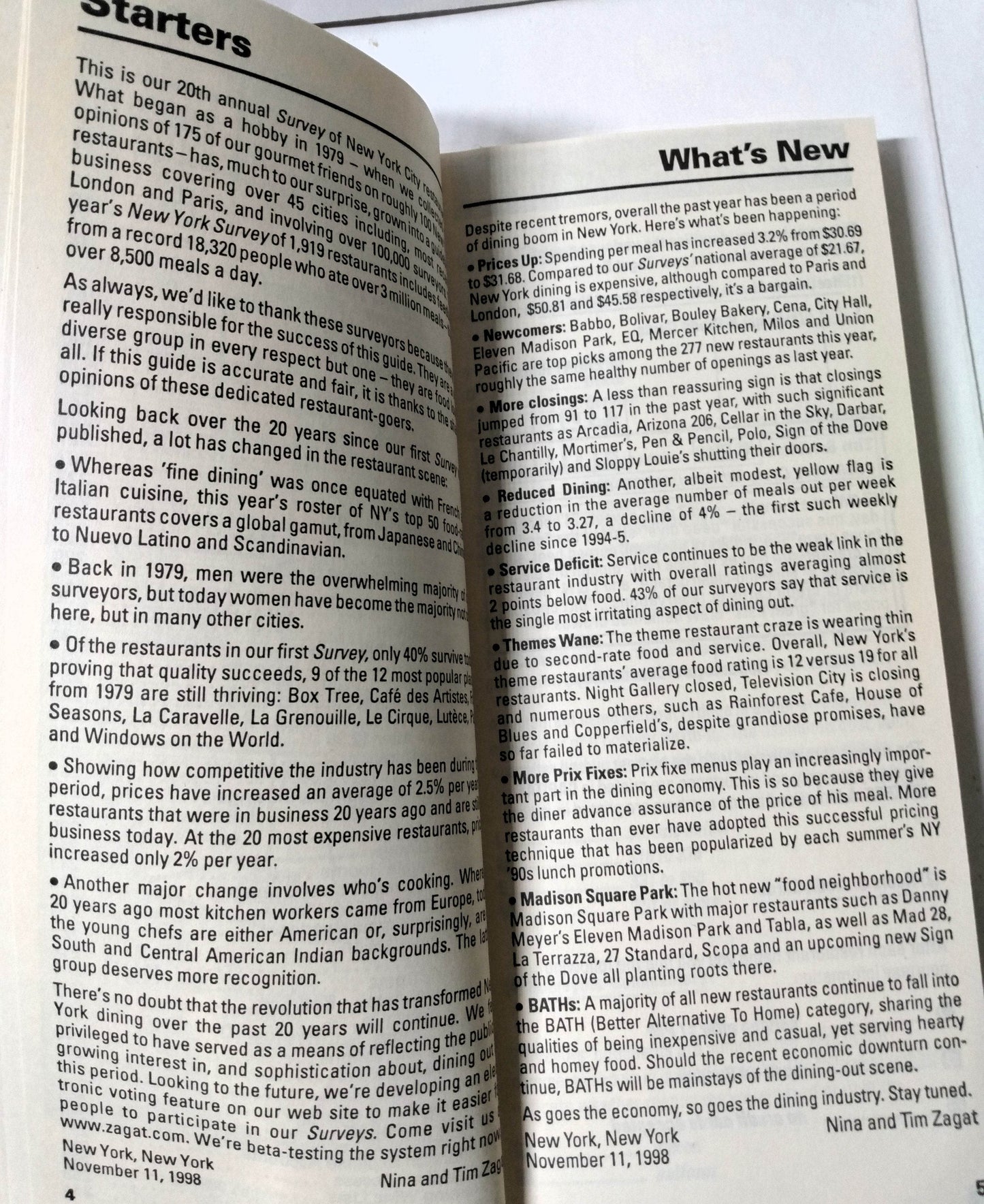 Zagat Survey New York City Restaurants 1999 - TulipStuff