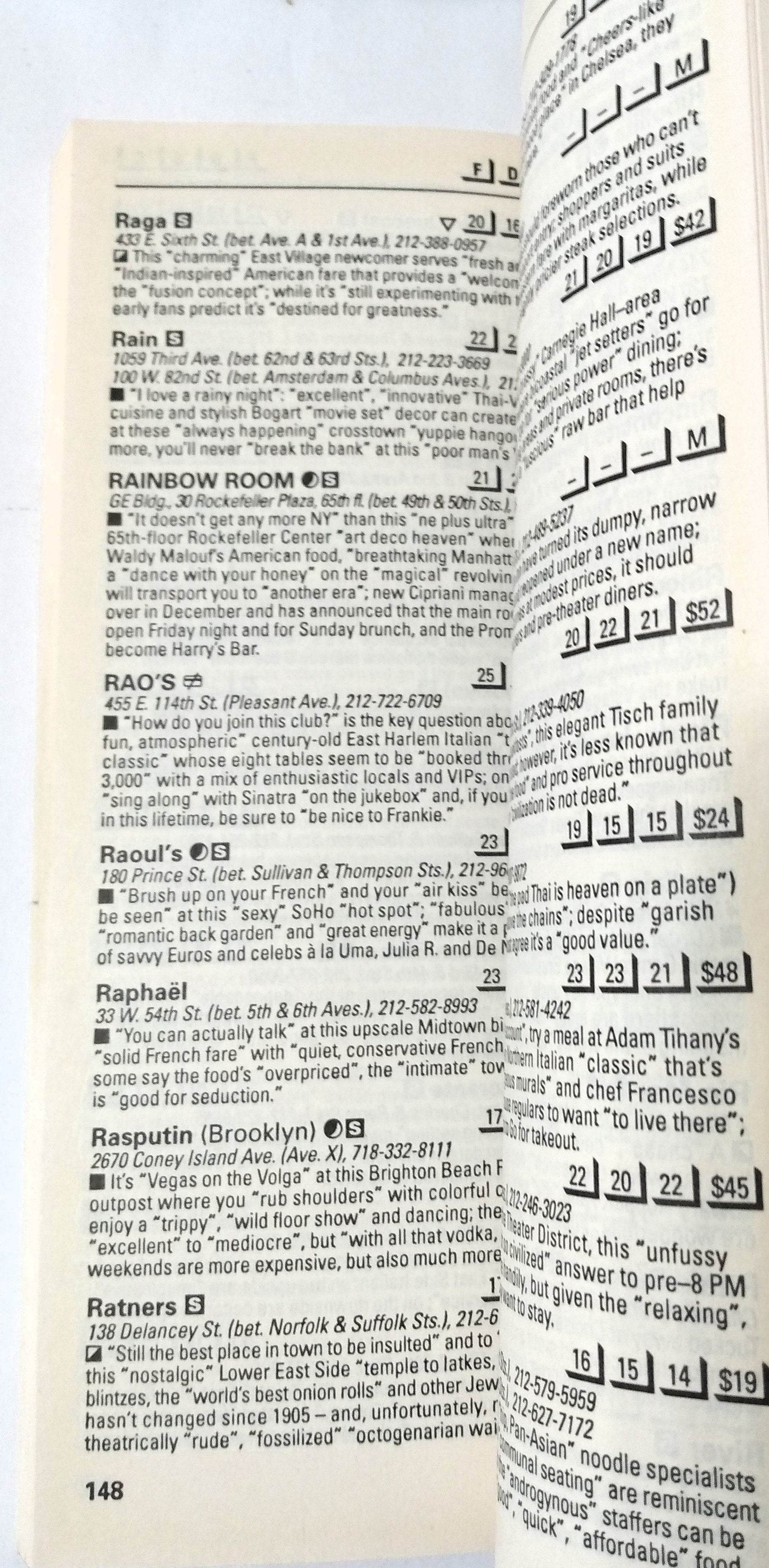 Zagat Survey New York City Restaurants 1999 - TulipStuff