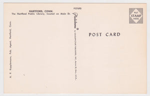 Hartford Public Library Main Street Connecticut 1950's Postcard - TulipStuff