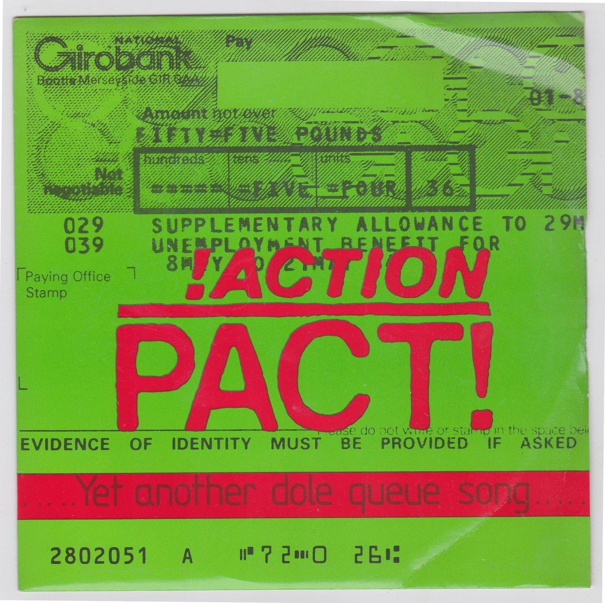 Action Pact Yet Another Dole Queue Song 7" 45 RPM Vinyl Record 1984 - TulipStuff