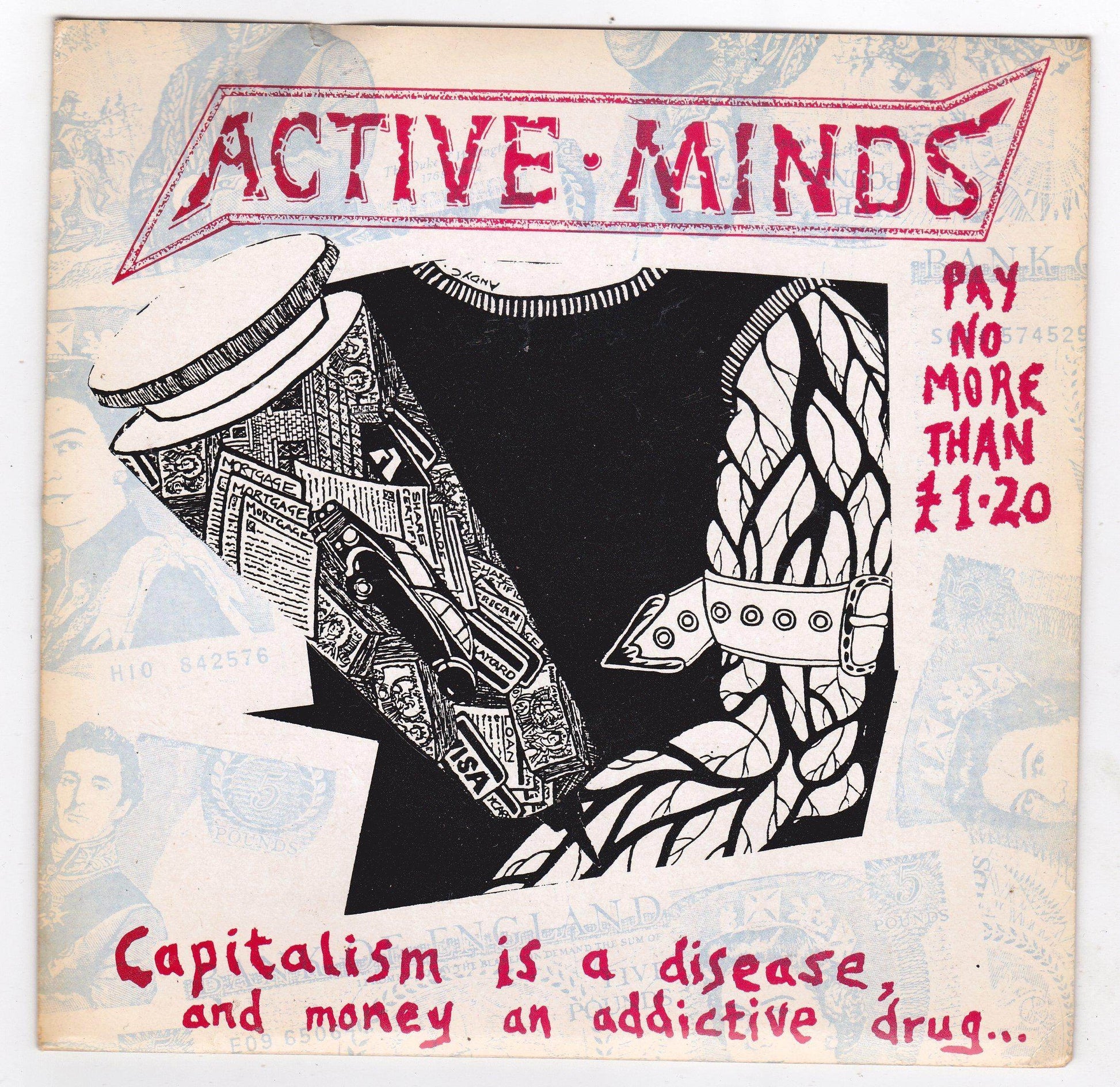 Active Minds Capitalism Is A Disease 7" EP Vinyl Record UK Punk 1991 - TulipStuff