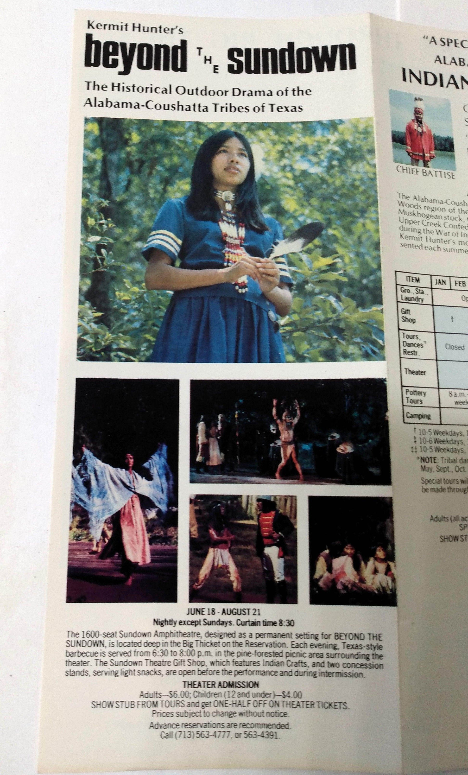 Alabama-Coushatta Indian Reservation Livingston Texas 1982 Brochure - TulipStuff