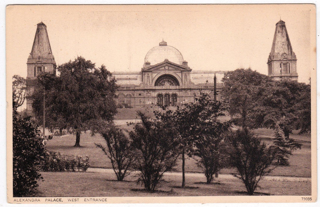 Alexandra Palace West Entrance London England Postcard Late 1910's - TulipStuff
