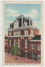 Load image into Gallery viewer, Alexandria Washington Masonic Lodge Virginia Linen Postcard 1940&#39;s - TulipStuff
