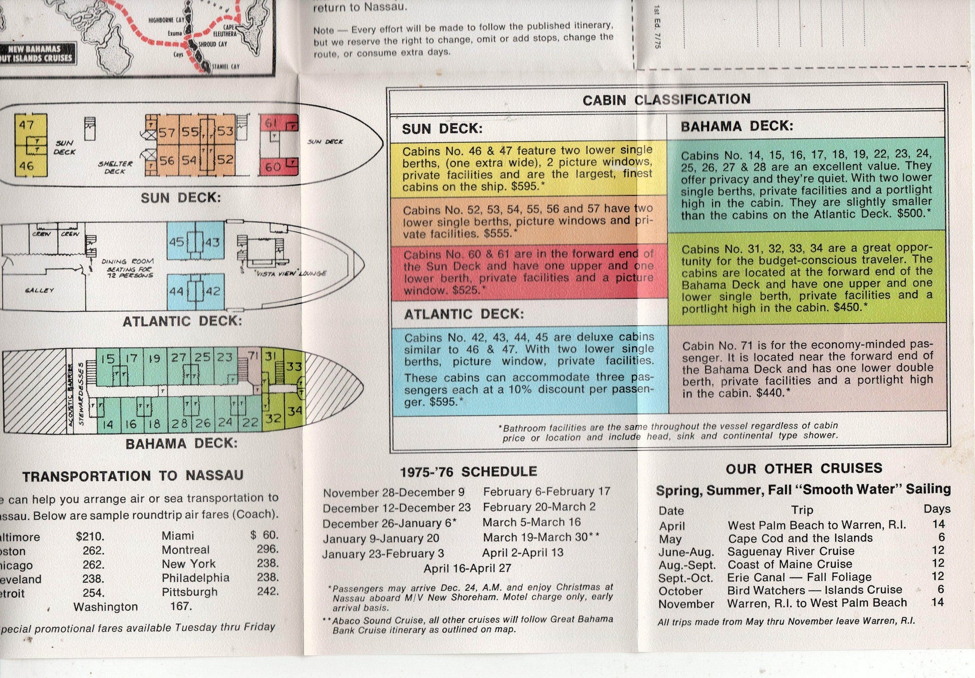 American Canadian Line mv New Shoreham 1975-76 Cruise Brochure - TulipStuff