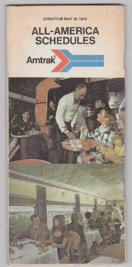 Amtrak All-America Schedules May 19, 1974 Railroad Timetables - TulipStuff