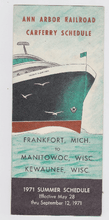 Load image into Gallery viewer, Ann Arbor Railroad Carferry Schedule Summer 1971 Manitowac - TulipStuff
