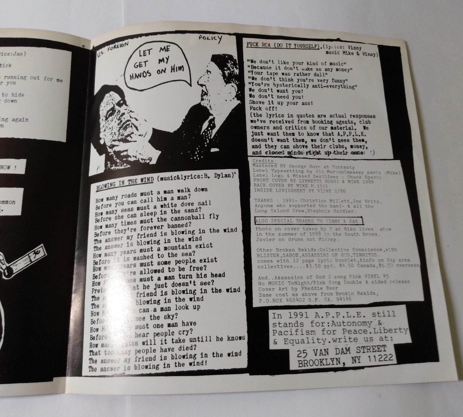 A.P.P.L.E. Neither Victims Nor Executioners 7" Red Vinyl NYHC 1991 - TulipStuff