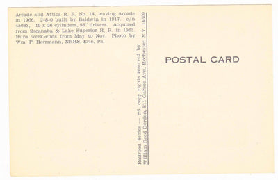 Arcade and Attica Railroad No 14 Baldwin 2-8-0 Steam Locomotive - TulipStuff