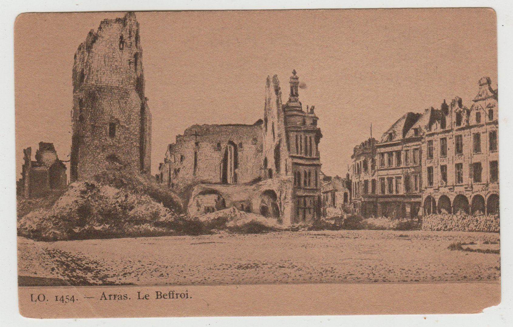 Arras Le Beffroi Ruins France WW1 1910's Postcard - TulipStuff