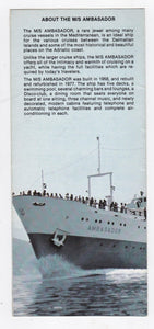Atlas Jugoslavenska m/s Ambasador Yugoslavia Adriatic Cruises brochure 1979 - TulipStuff
