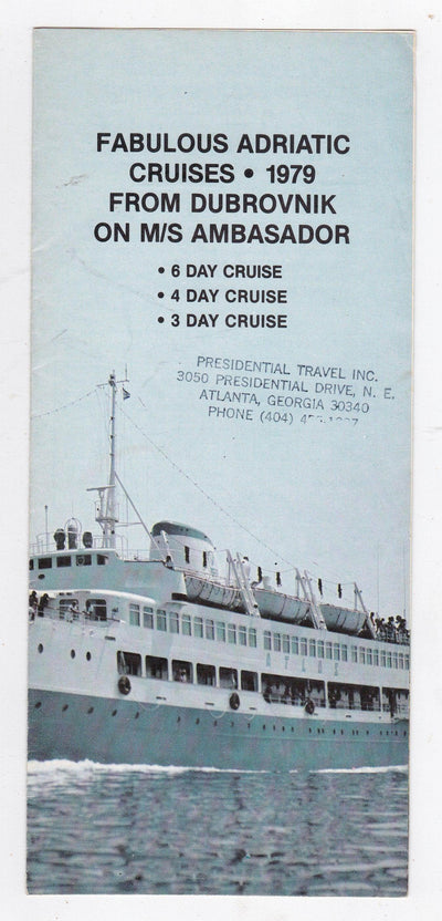Atlas Jugoslavenska m/s Ambasador Yugoslavia Adriatic Cruises brochure 1979 - TulipStuff