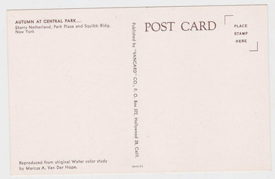 Autumn in Central Park New York City 1950's Postcard - TulipStuff