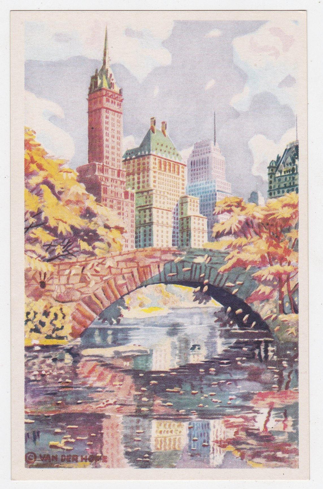 Autumn in Central Park New York City 1950's Postcard - TulipStuff