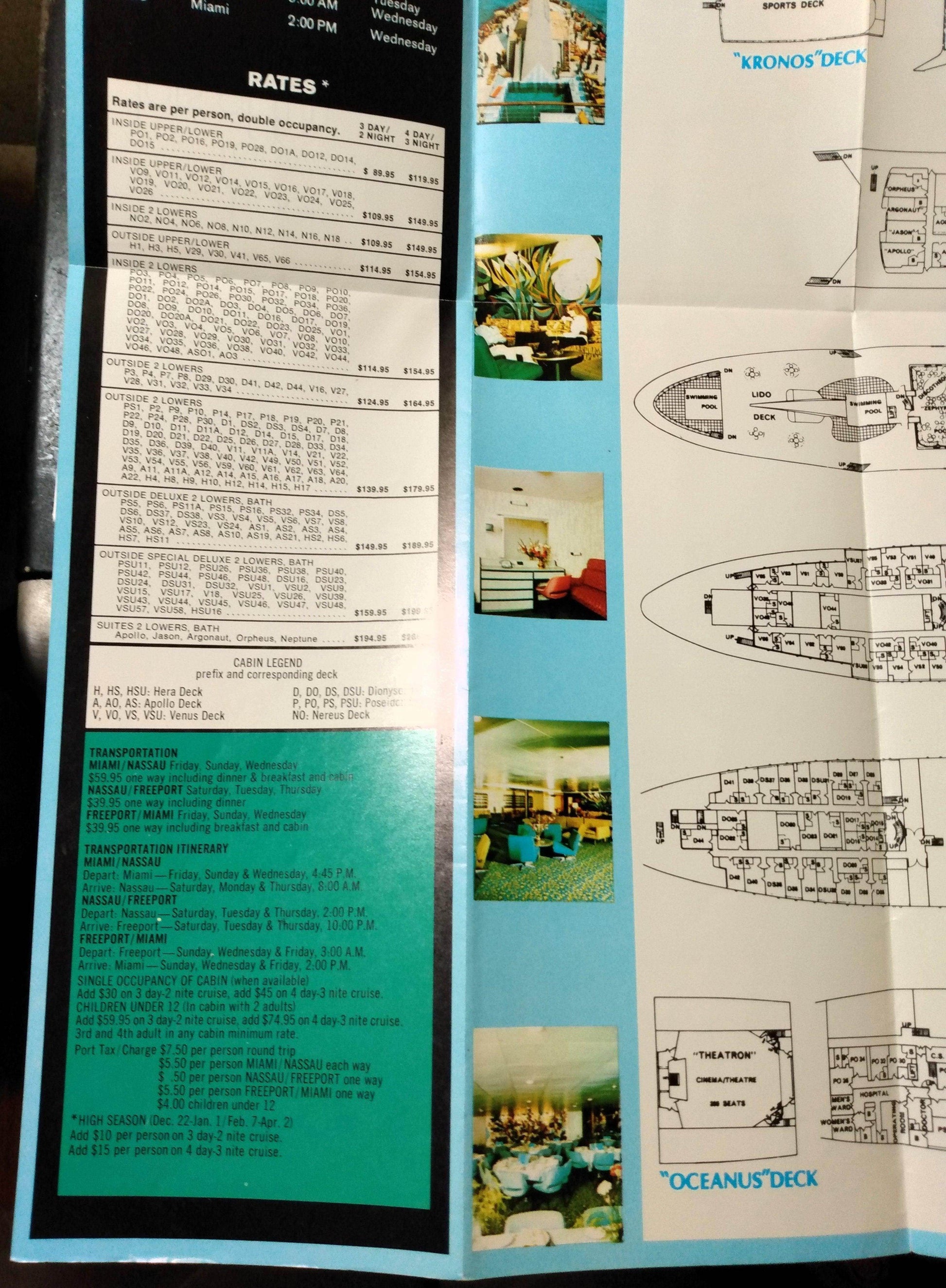 Bahama Cruise Line TTS Atlas 1974-75 Nassau Freeport Cruises Epirotiki - TulipStuff