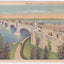 Belle Isle Bridge Detroit Michigan View From Island 1940's Linen Postcard - TulipStuff