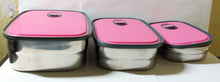 Load image into Gallery viewer, Bento Food Containers Stainless Steel Lunch Box 3 Piece Set Pink - TulipStuff
