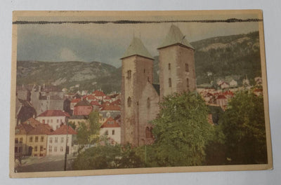 Bergen Mariakirken St Mary's Medieval Church Norway 1950's Postcard - TulipStuff