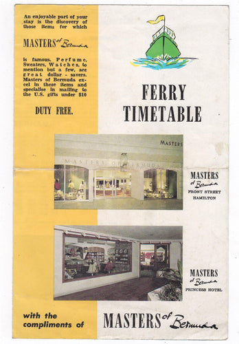 Bermuda Ferry Timetable 1967 Hamilton Paget Warwick Somerset Southampton - TulipStuff