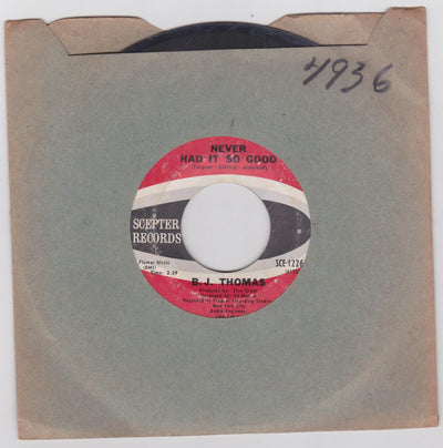 B.J. Thomas Raindrops Keep Fallin' On My Head 7" Butch Cassidy - TulipStuff