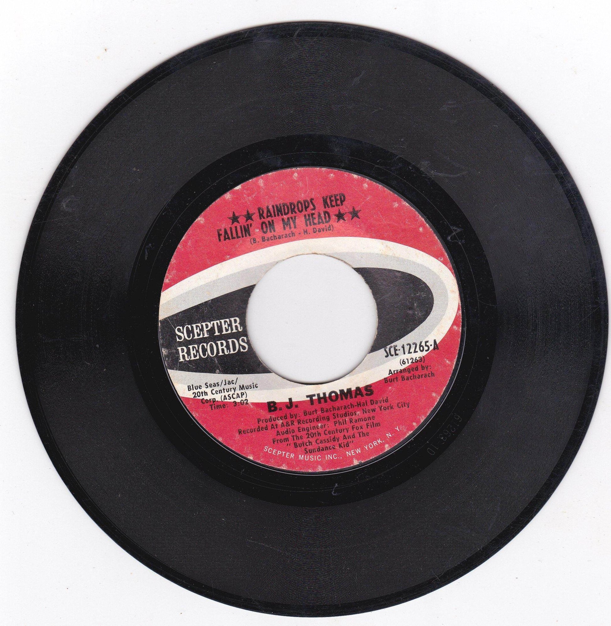 B.J. Thomas Raindrops Keep Fallin' On My Head 7" Butch Cassidy - TulipStuff
