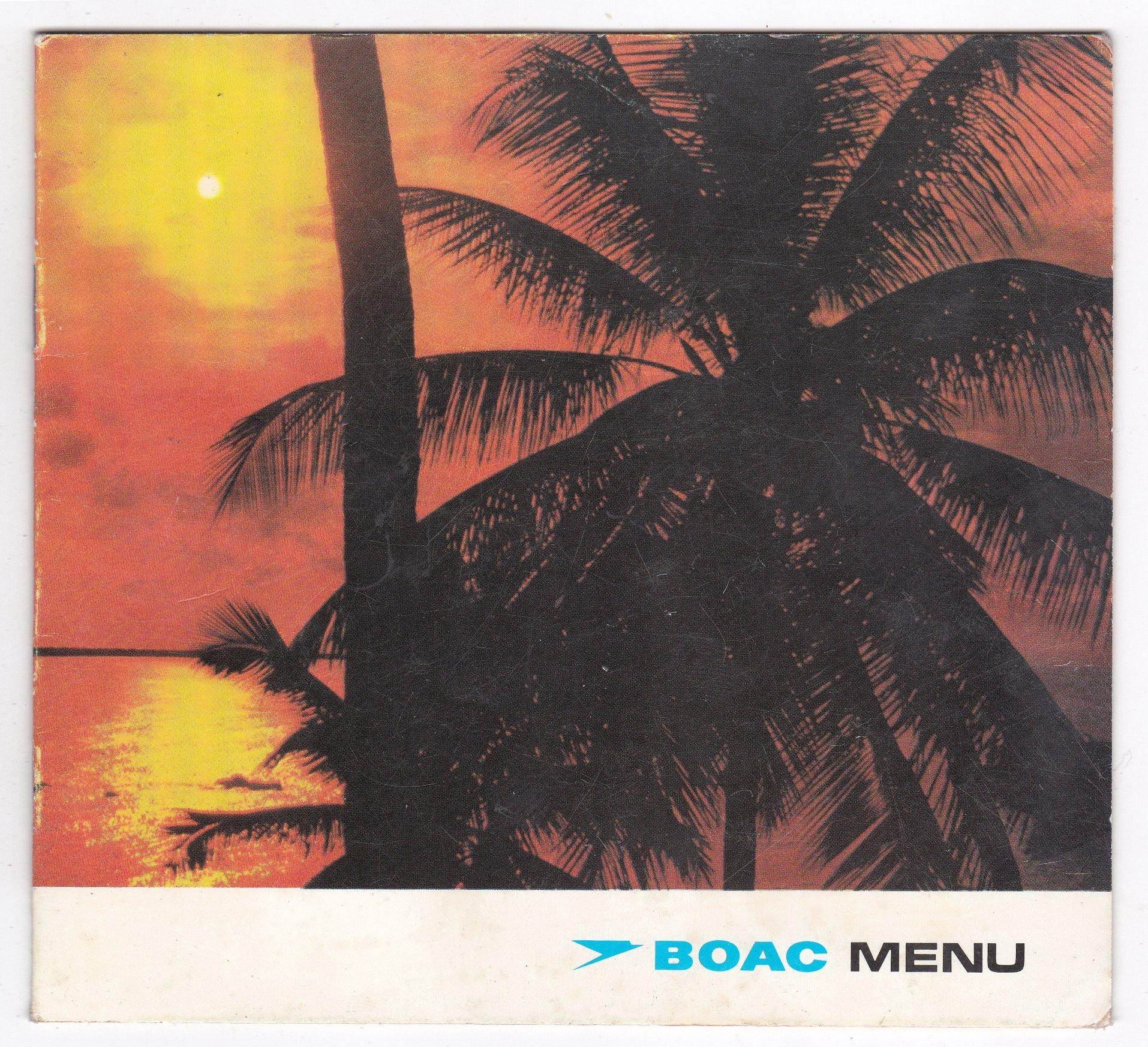 BOAC Inflight Dinner Menu Early 1970's Detroit Philadelphia London - TulipStuff