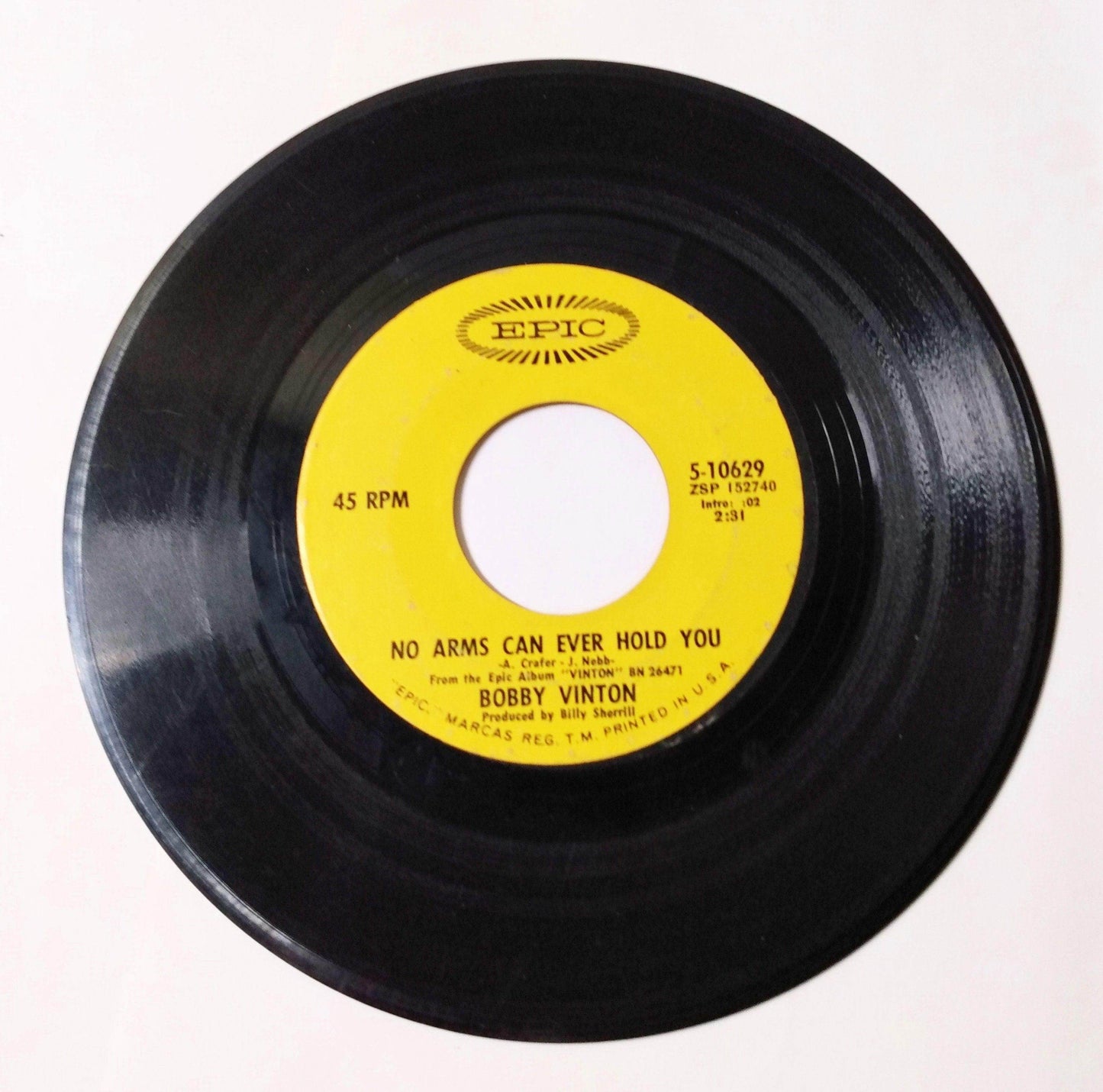 Bobby Vinton No Arms Can Ever Hold You 7" Vinyl Epic 5-10629 1970 - TulipStuff