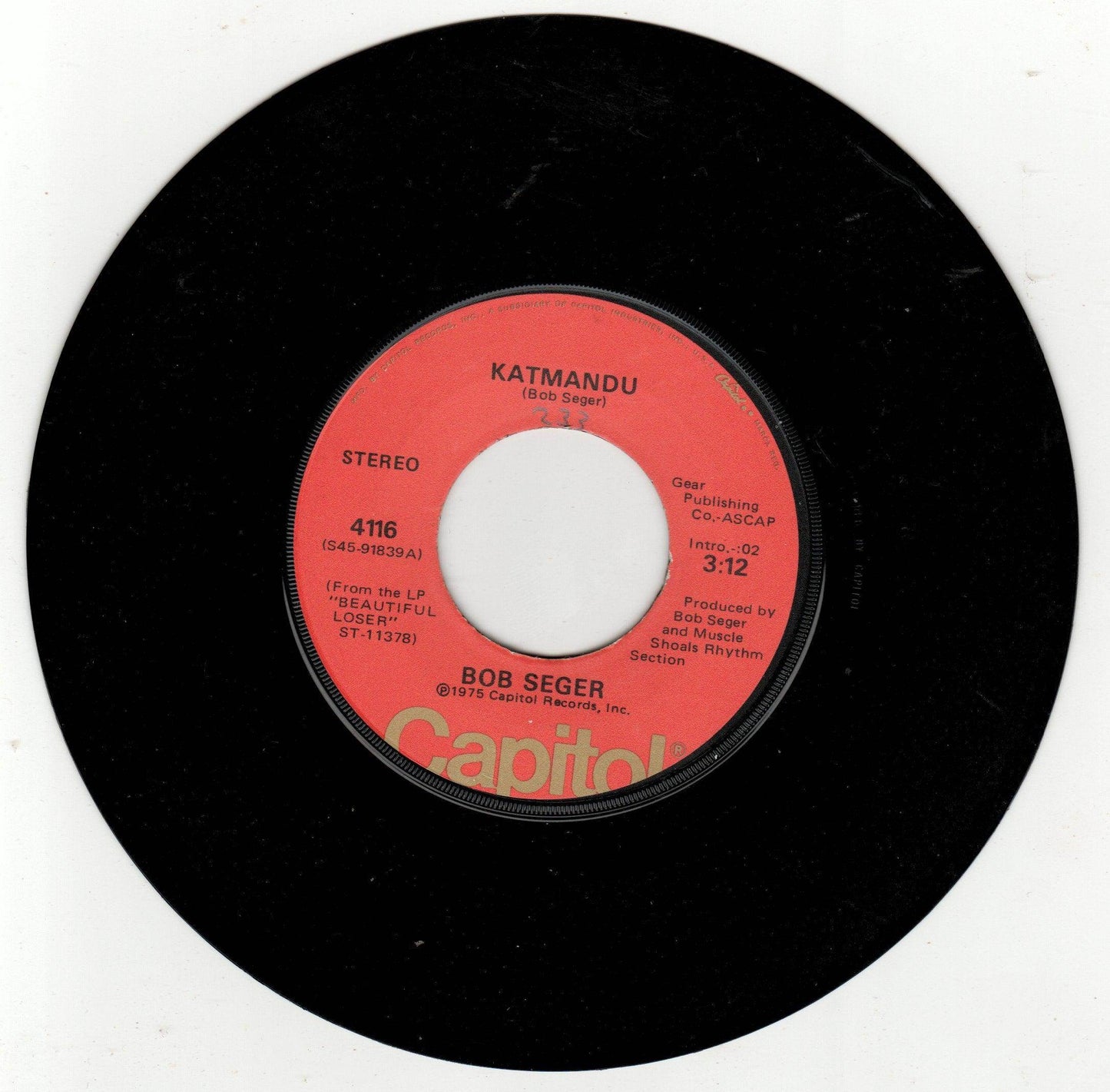 Bob Seger Katmandu 7" Vinyl Record Capitol Classic Rock 1975 - TulipStuff