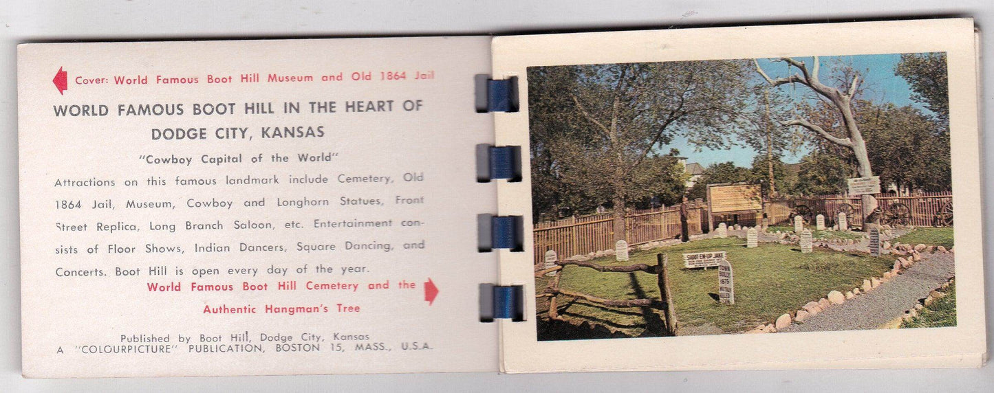 Boot Hill Dodge City Kansas 1950's 10 View Souvenir Photo Folder - TulipStuff