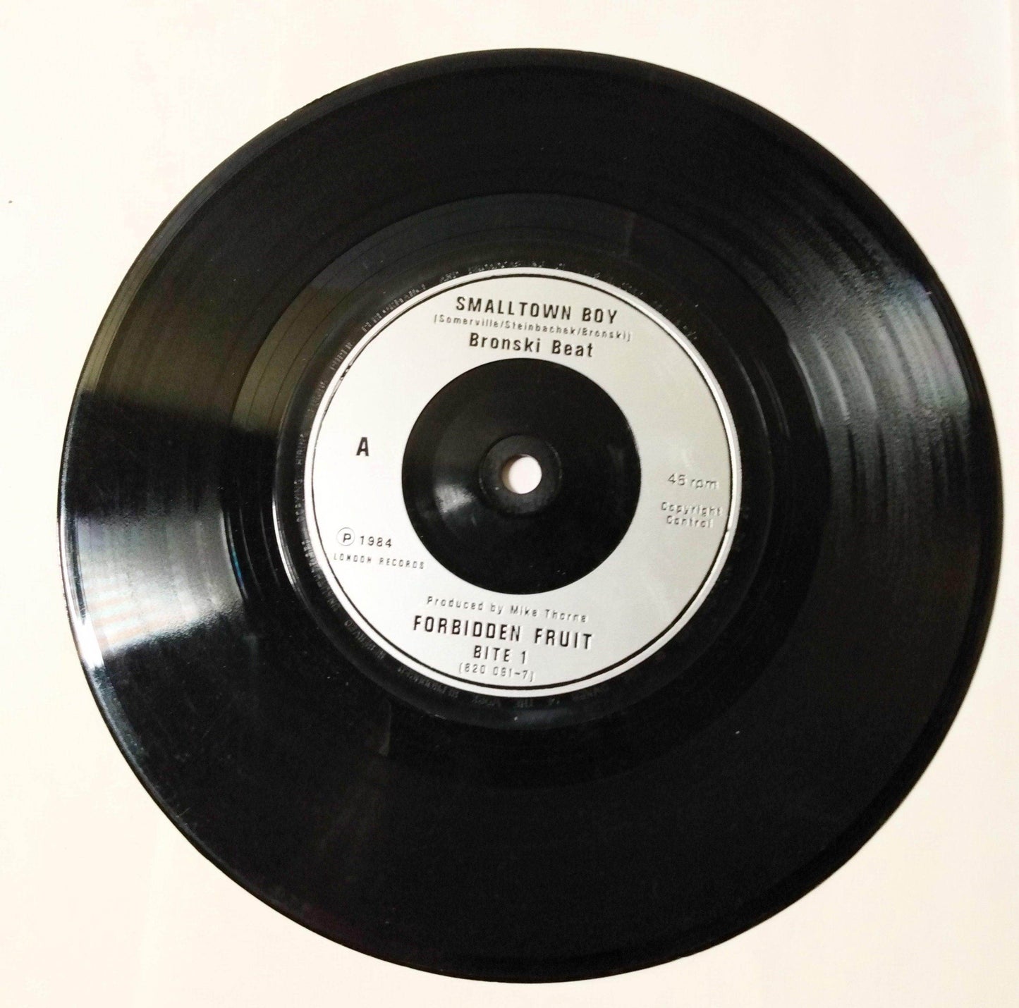 Bronski Beat Smalltown Boy 7" Vinyl Synthpop Forbidden Fruit BITE 1 1984 - TulipStuff