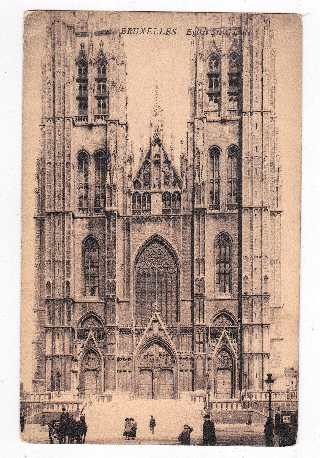 Bruxelles Ste-Gudule Medieval Catholic Cathedral Belgium 1900's Postcard - TulipStuff