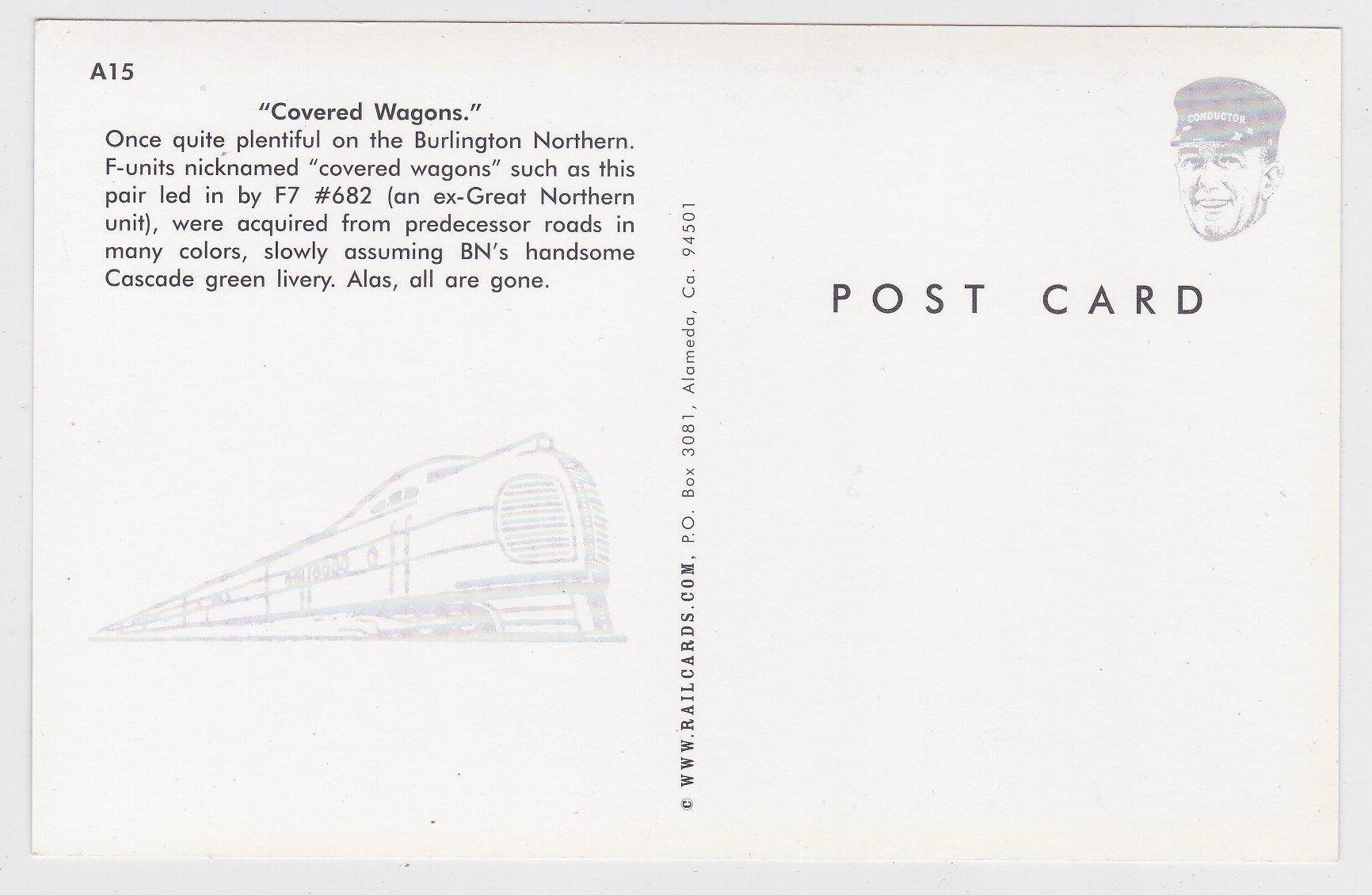 Burlington Northern EMD F7 Covered Wagons Locomotive Postcard - TulipStuff