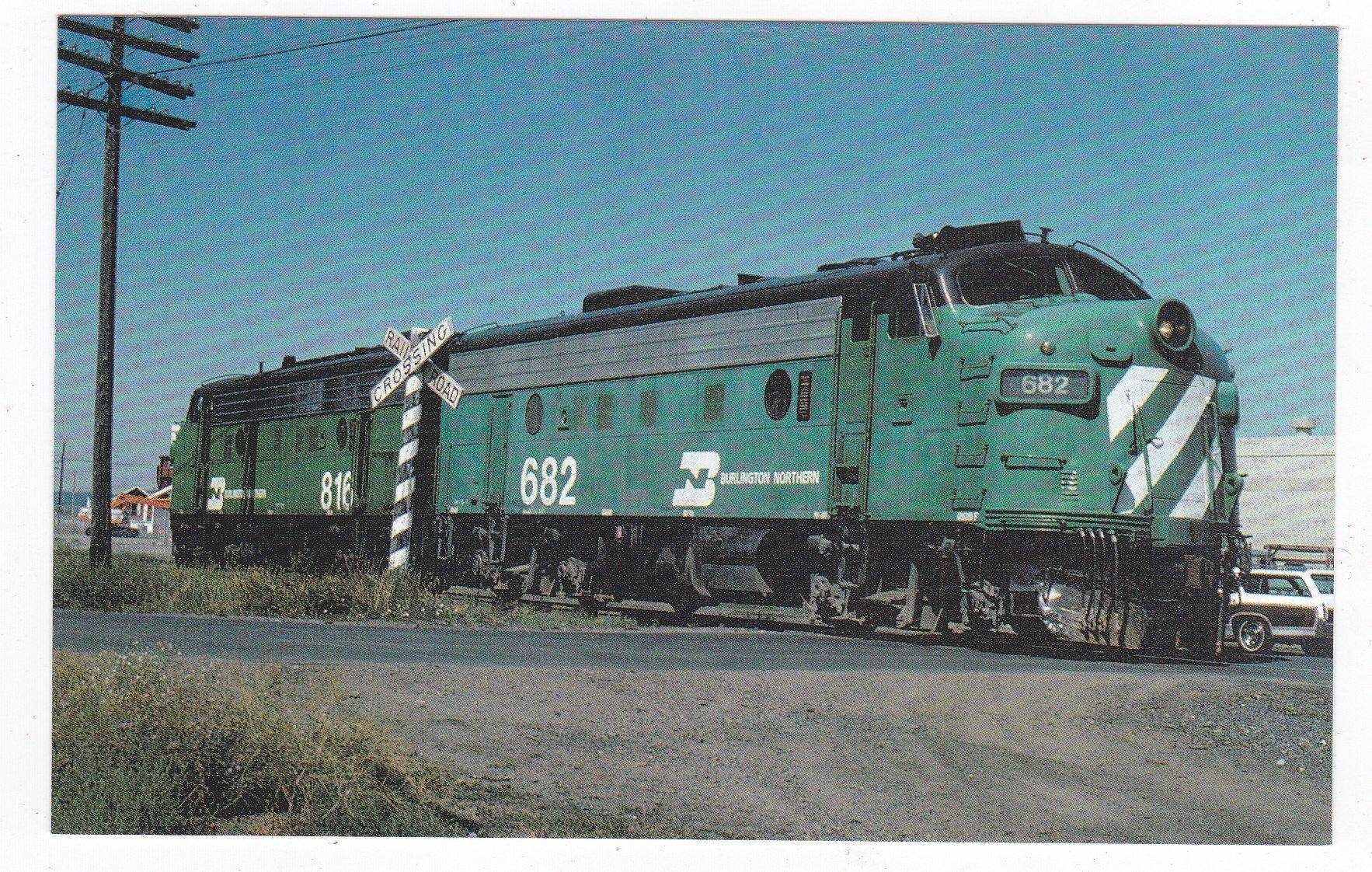 Burlington Northern EMD F7 Covered Wagons Locomotive Postcard - TulipStuff