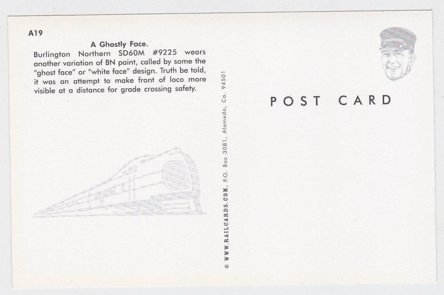 Burlington Northern EMD SD60M Diesel Locomotive Ghost Face - TulipStuff