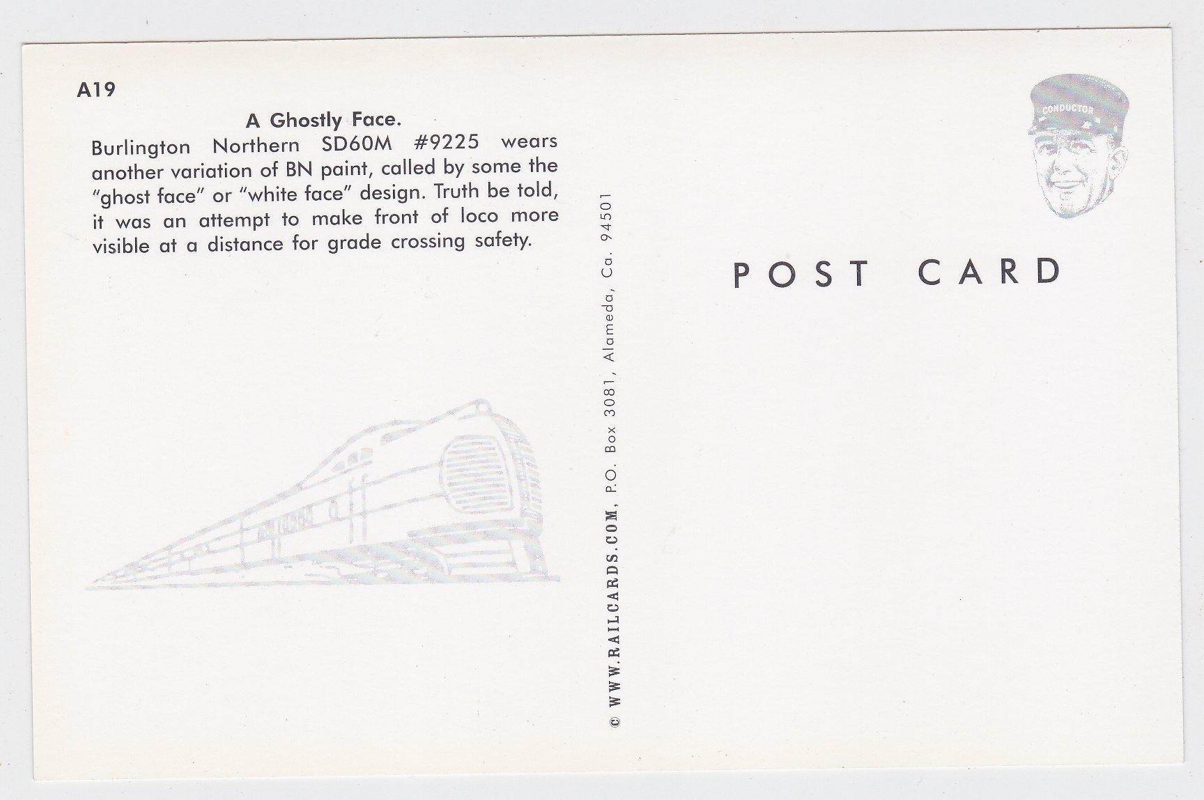 Burlington Northern EMD SD60M Diesel Locomotive Ghost Face - TulipStuff
