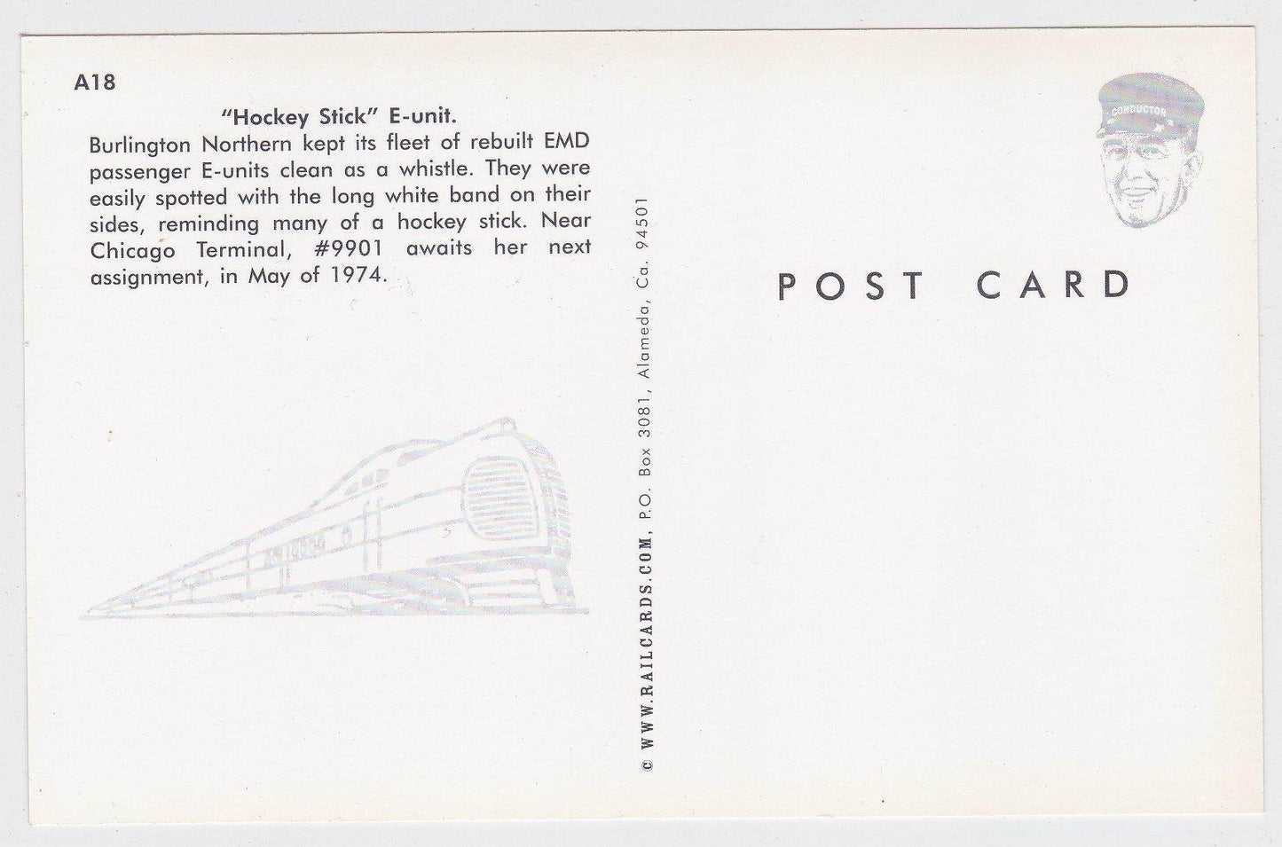 Burlington Northern EMD E-Unit Passenger Train Locomotive Chicago 1974 - TulipStuff
