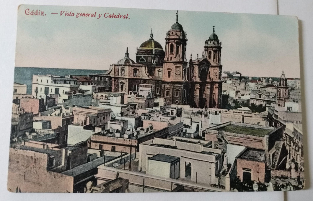 Cadiz Spain City View and Cathedral 1910's Vintage Spanish Postcard - TulipStuff