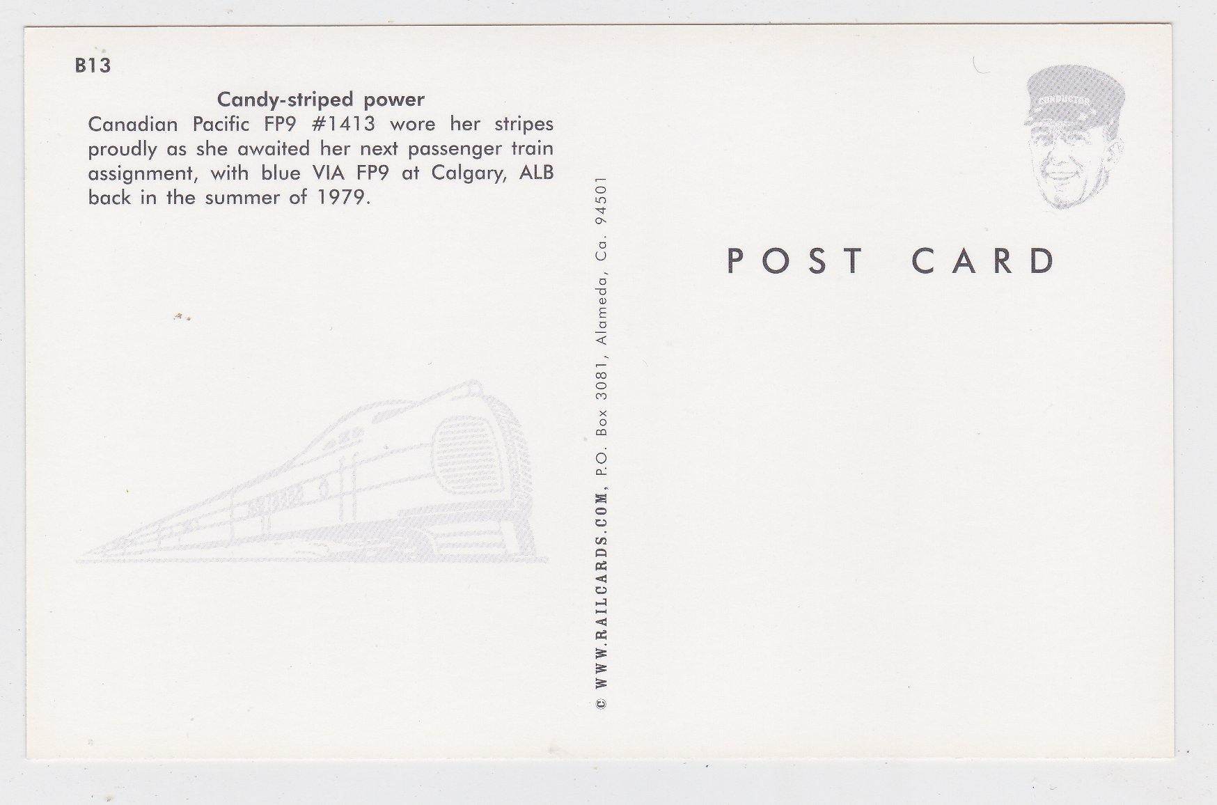 Canadian Pacific CP Rail EMD F9 Locomotive Train at Calgary Postcard - TulipStuff