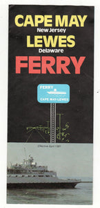 Cape May NJ Lewes DE Car Ferry Schedule Brochure 1981 - TulipStuff