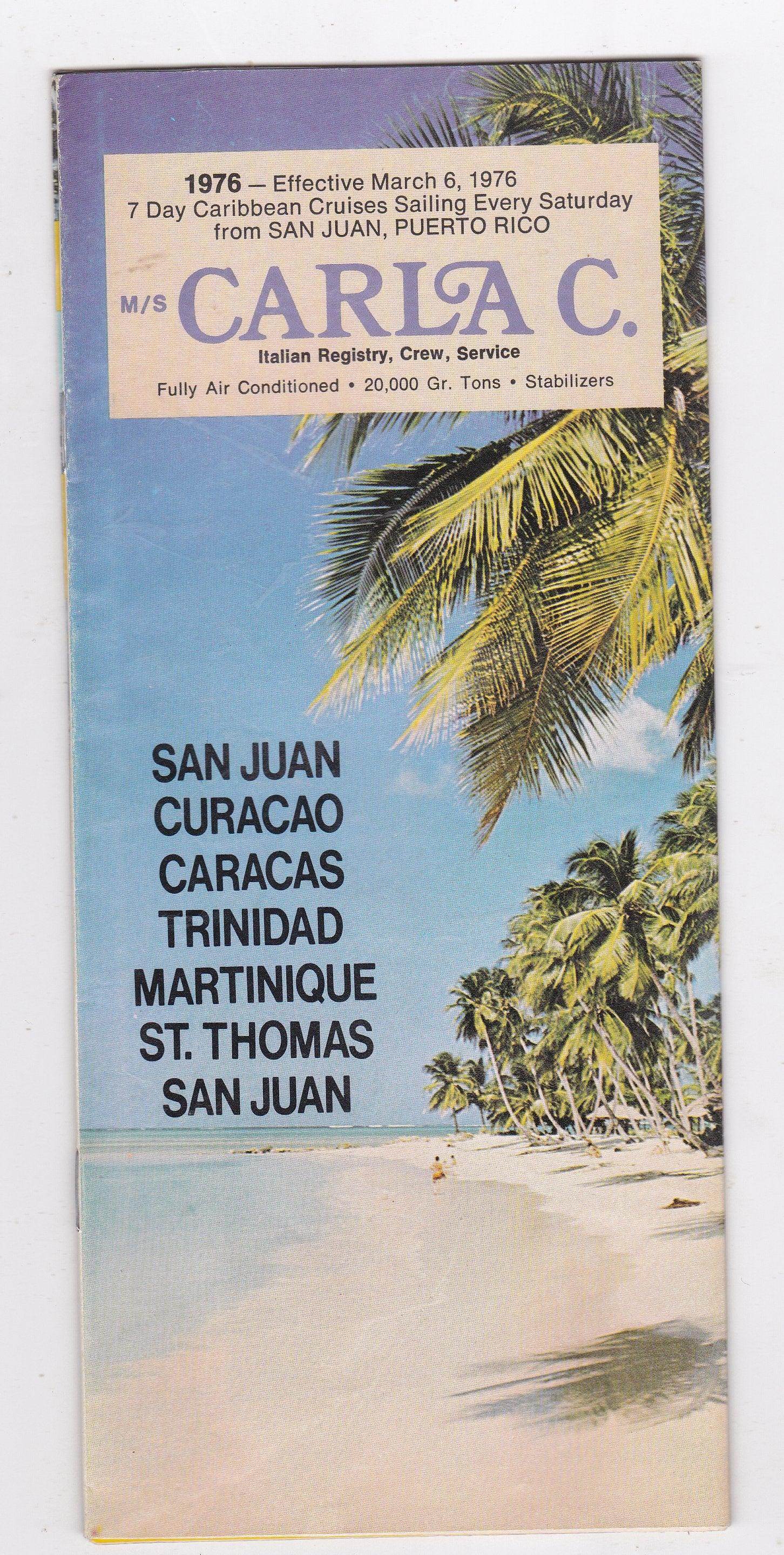 Costa Line Carla C. 1976 Caribbean Cruises Cruise Ship Brochure - TulipStuff