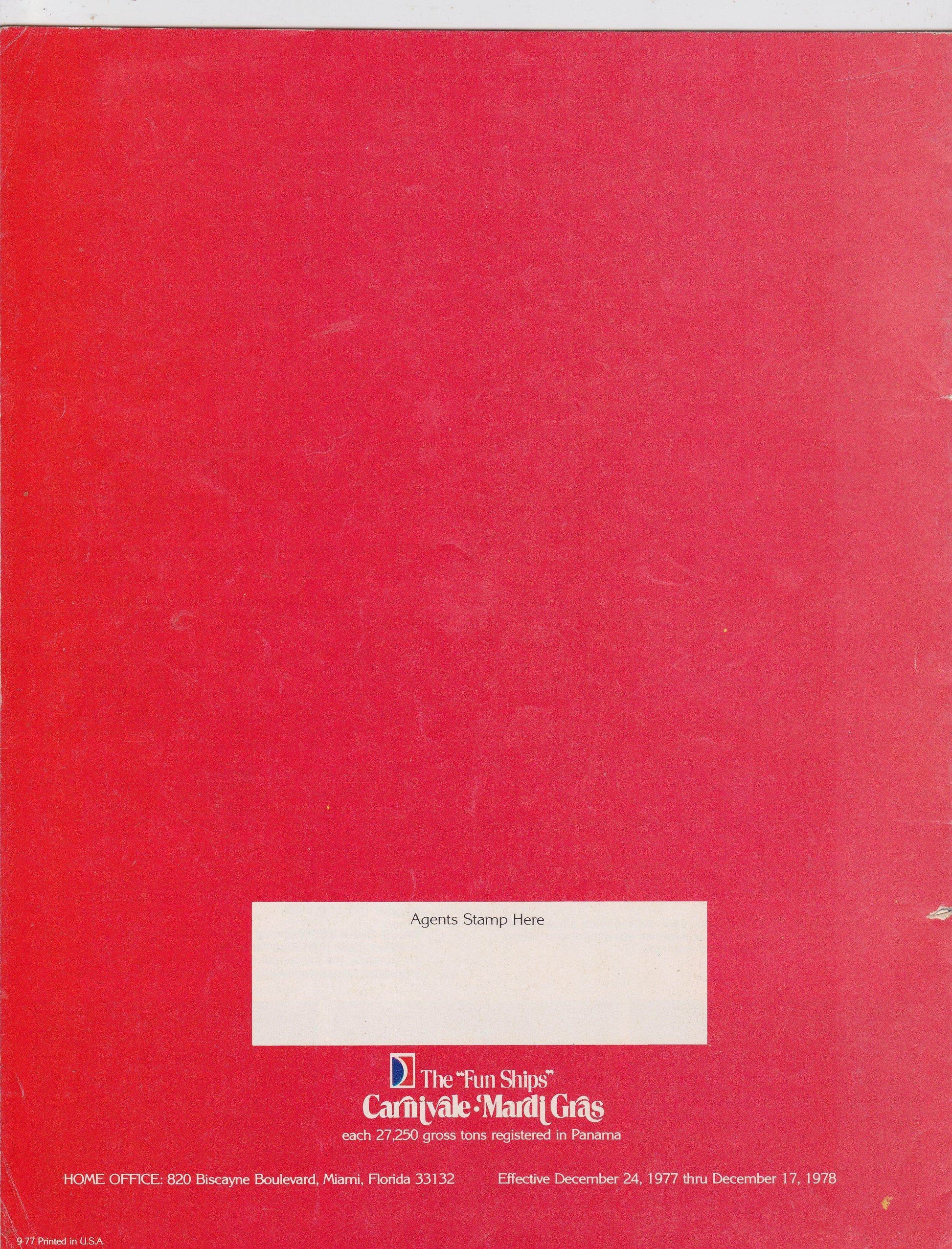 Carnival Cruise Lines Mardi Gras Carnivale Fun Ships 1978 Brochure - TulipStuff