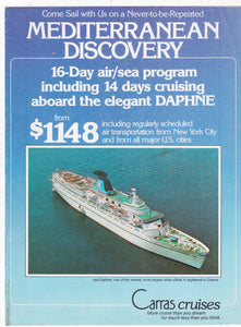 Carras Cruises mts Daphne 1977 Mediterranean Discovery Cruise Brochure - TulipStuff