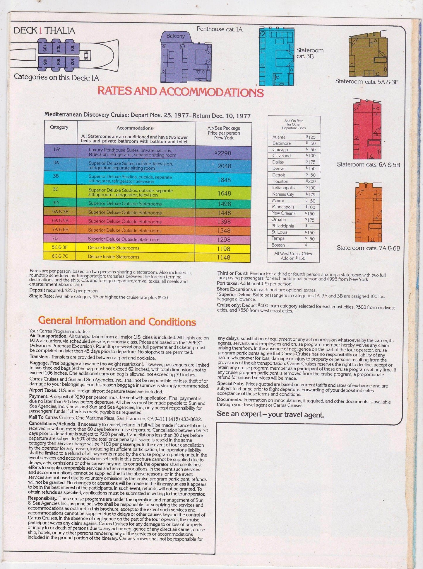 Carras Cruises mts Daphne 1977 Mediterranean Discovery Cruise Brochure - TulipStuff