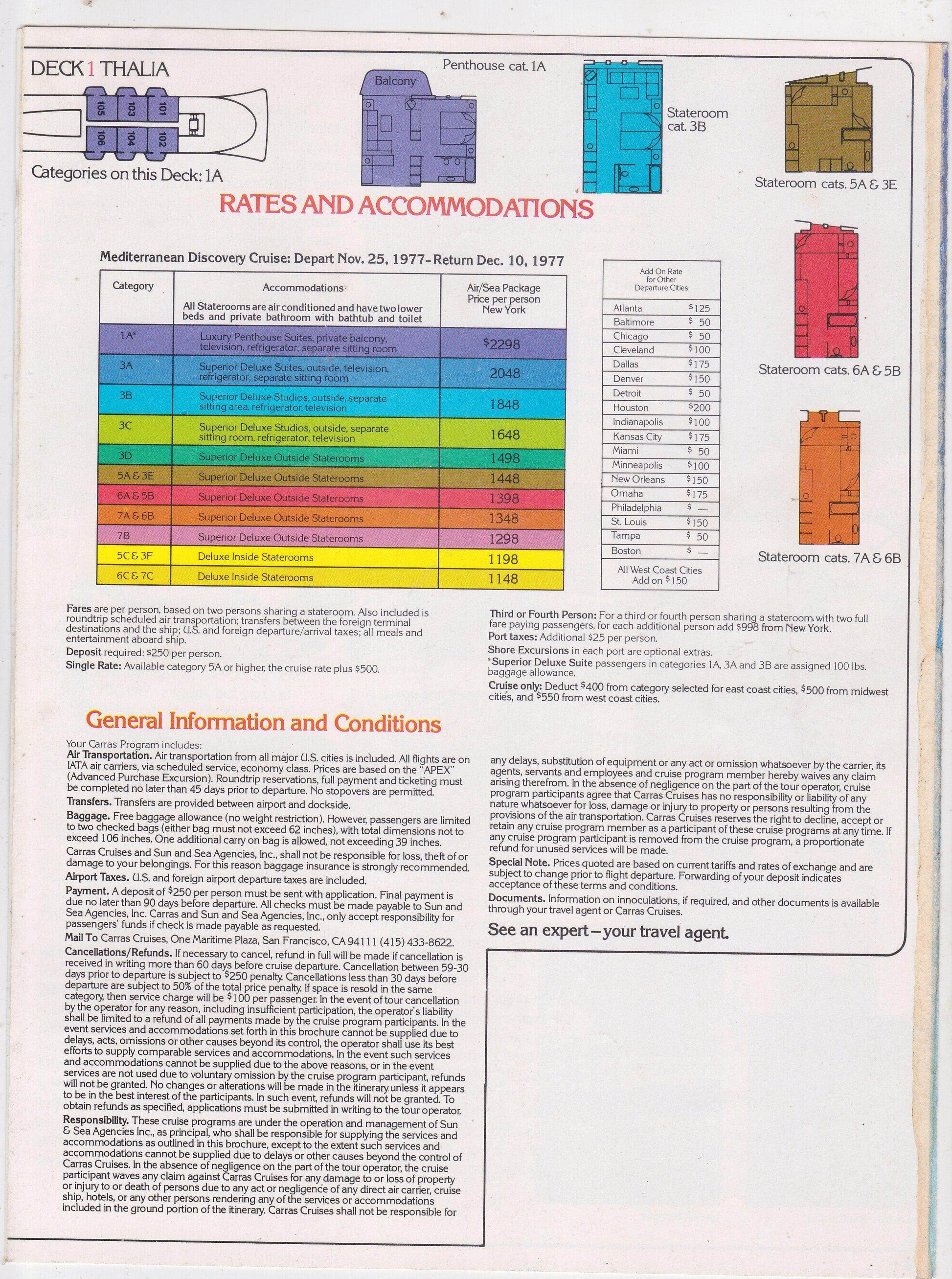 Carras Cruises mts Daphne 1977 Mediterranean Discovery Cruise Brochure - TulipStuff