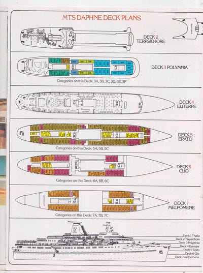 Carras Cruises mts Daphne 1977 Mediterranean Discovery Cruise Brochure - TulipStuff