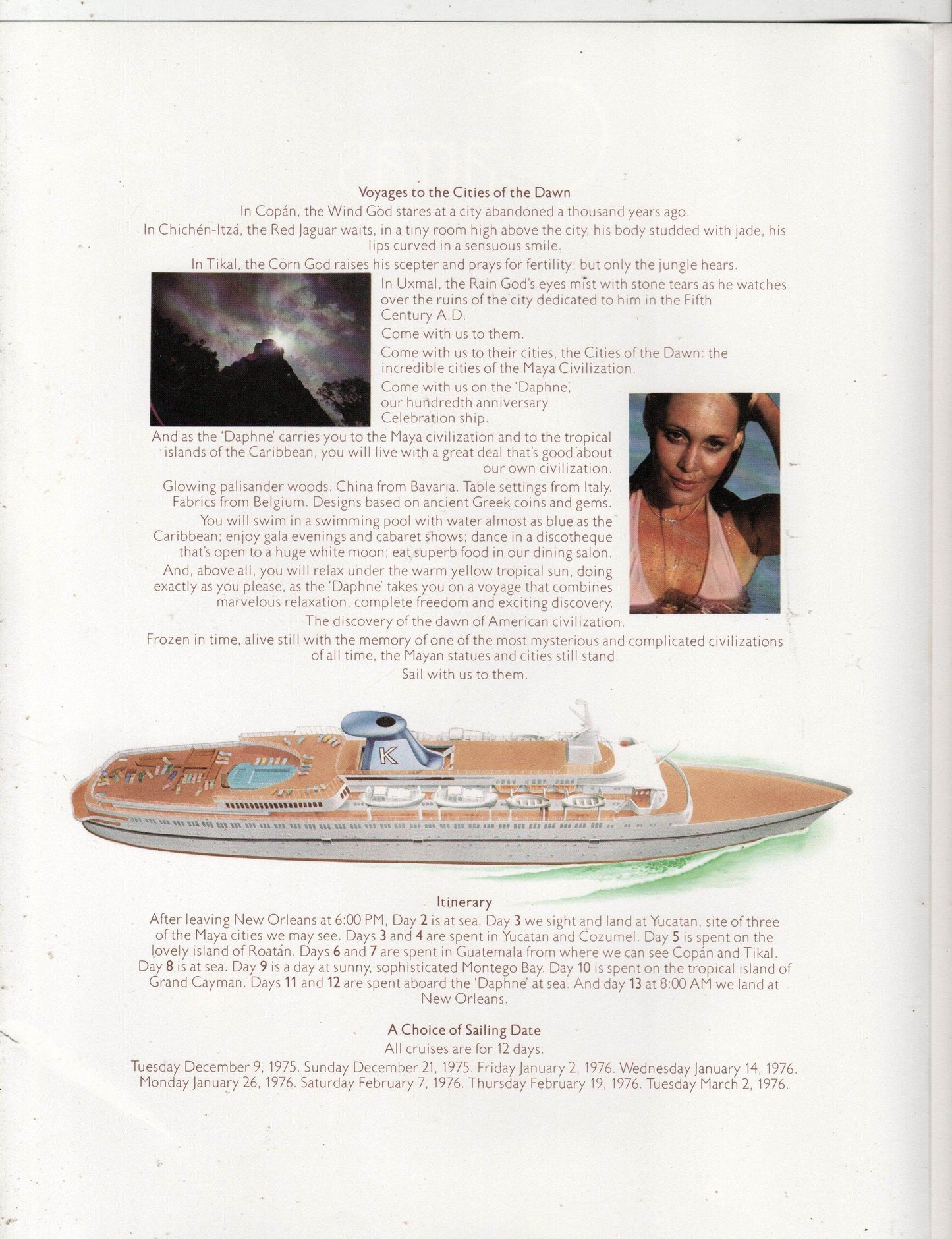 Carras Cruises mts Daphne 1975-76 Mexico Jamaica Cruise Brochure - TulipStuff