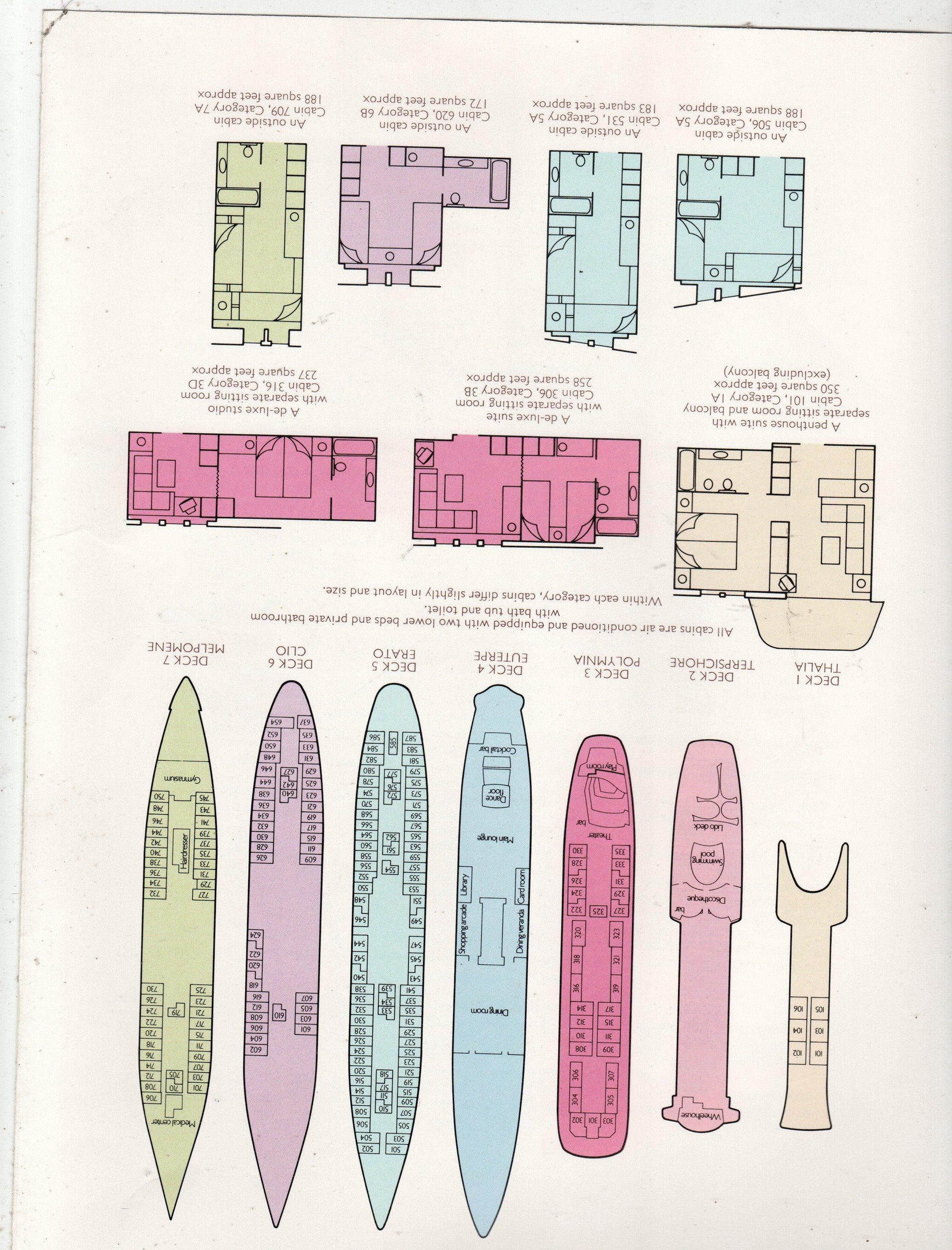 Carras Cruises mts Daphne 1975-76 Mexico Jamaica Cruise Brochure - TulipStuff