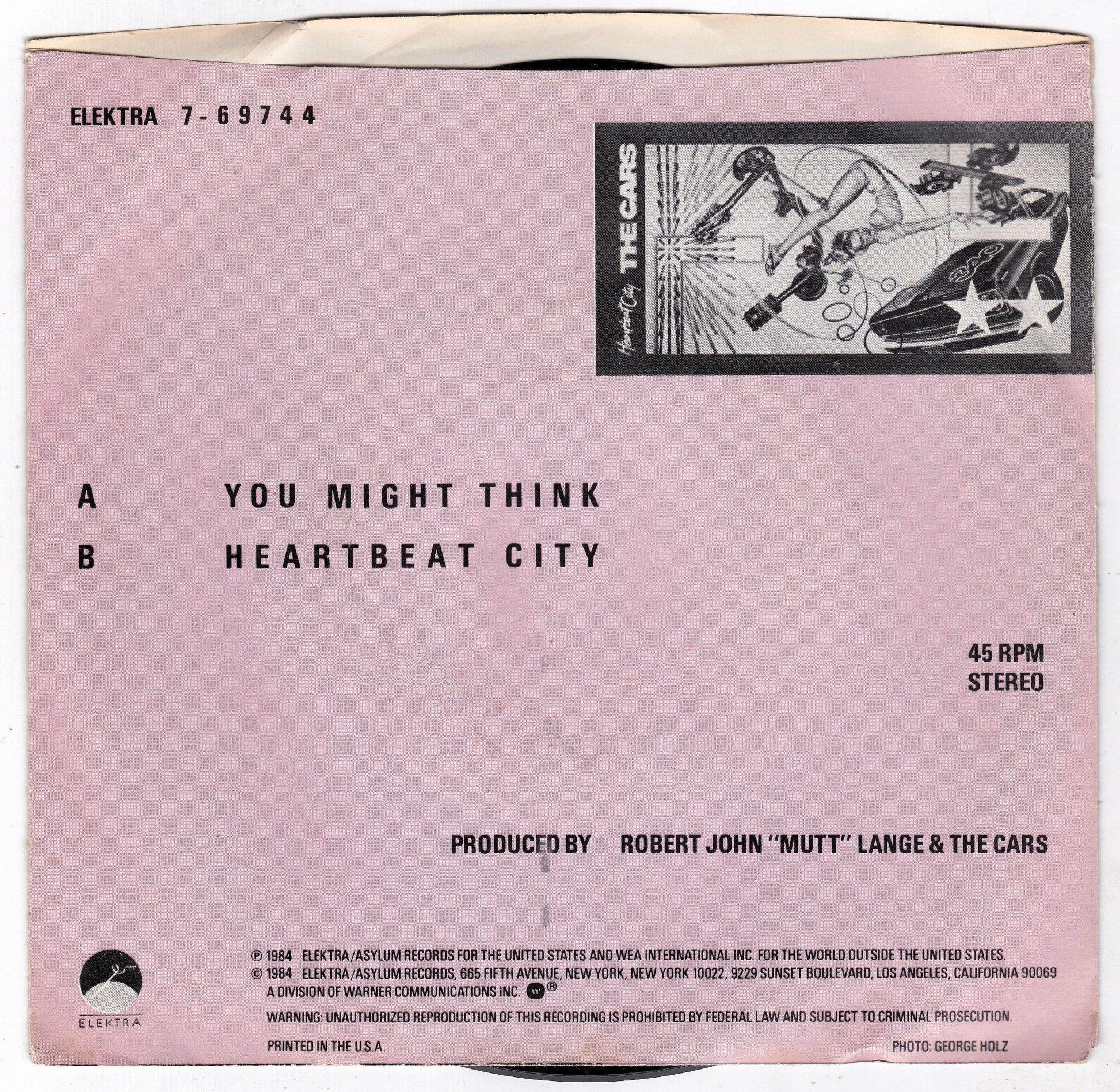 The Cars You Might Think 7" 45rpm Vinyl Record Elektra 1984 - TulipStuff